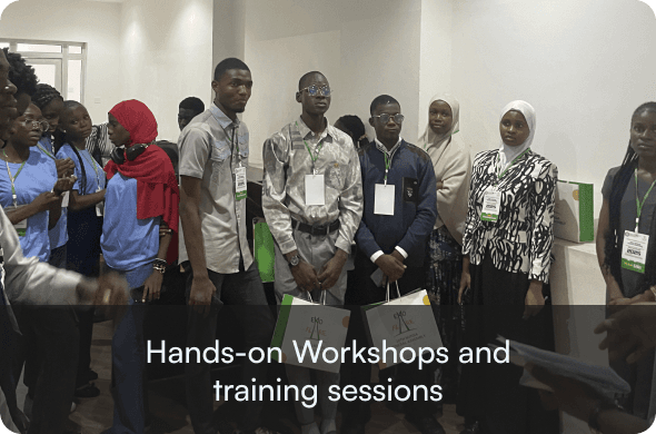 Community members at a hands-on training session